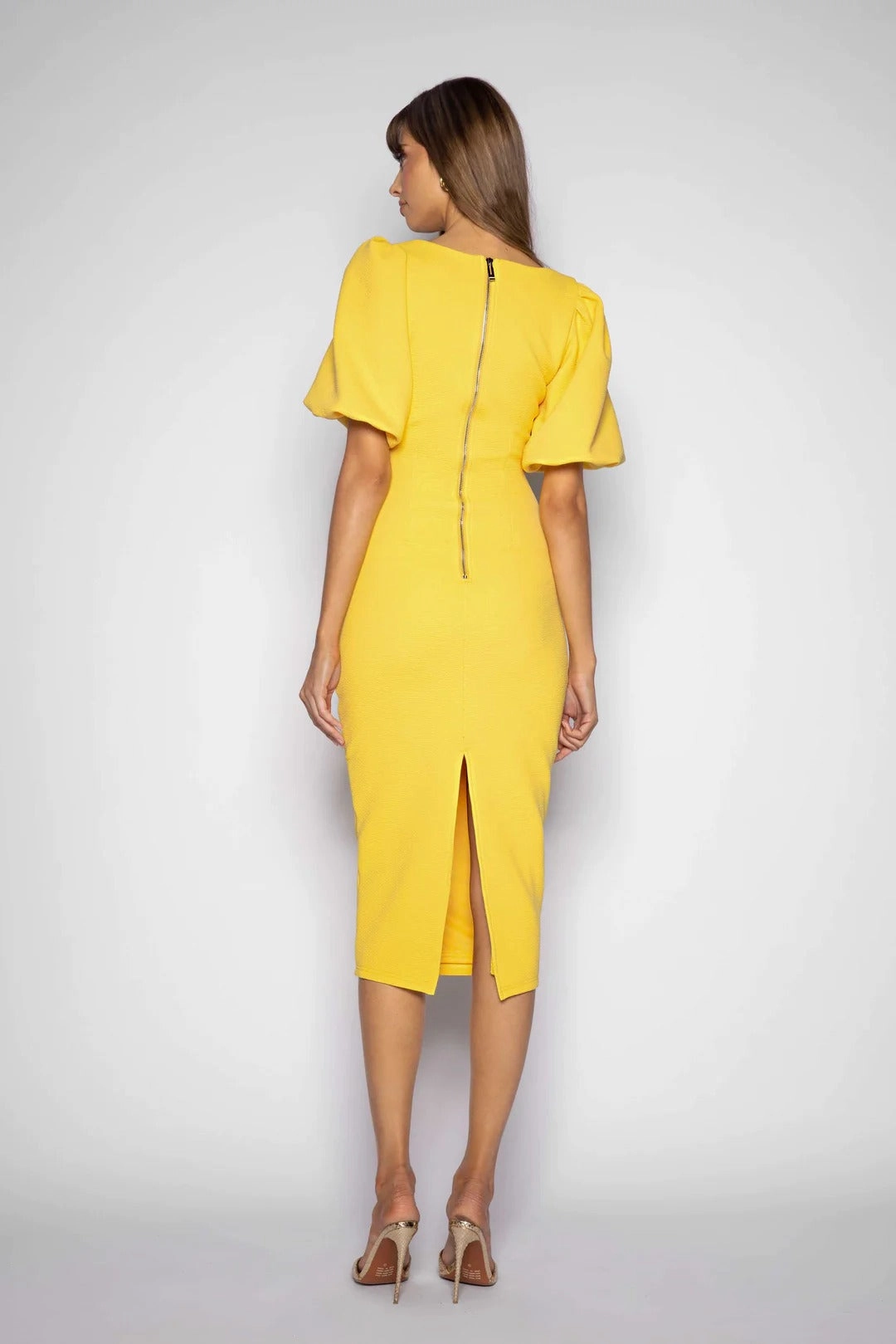 Magnetic-Closure Delicate Tone Maryanne Dress - Lemon