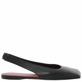 Amina Muaddi Nappa Black Ane Slingback Flats Breathable All-Day Shoes