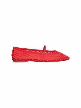 Life Joy Comfort Soles Swan Mesh Ballerinas Red