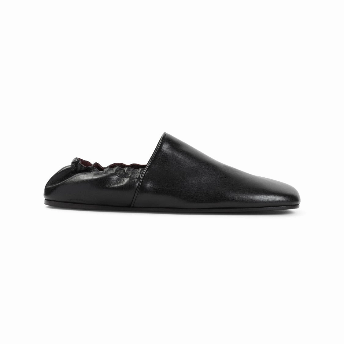 Slip-On Black Goat Leather Flats Top View Fit Glow