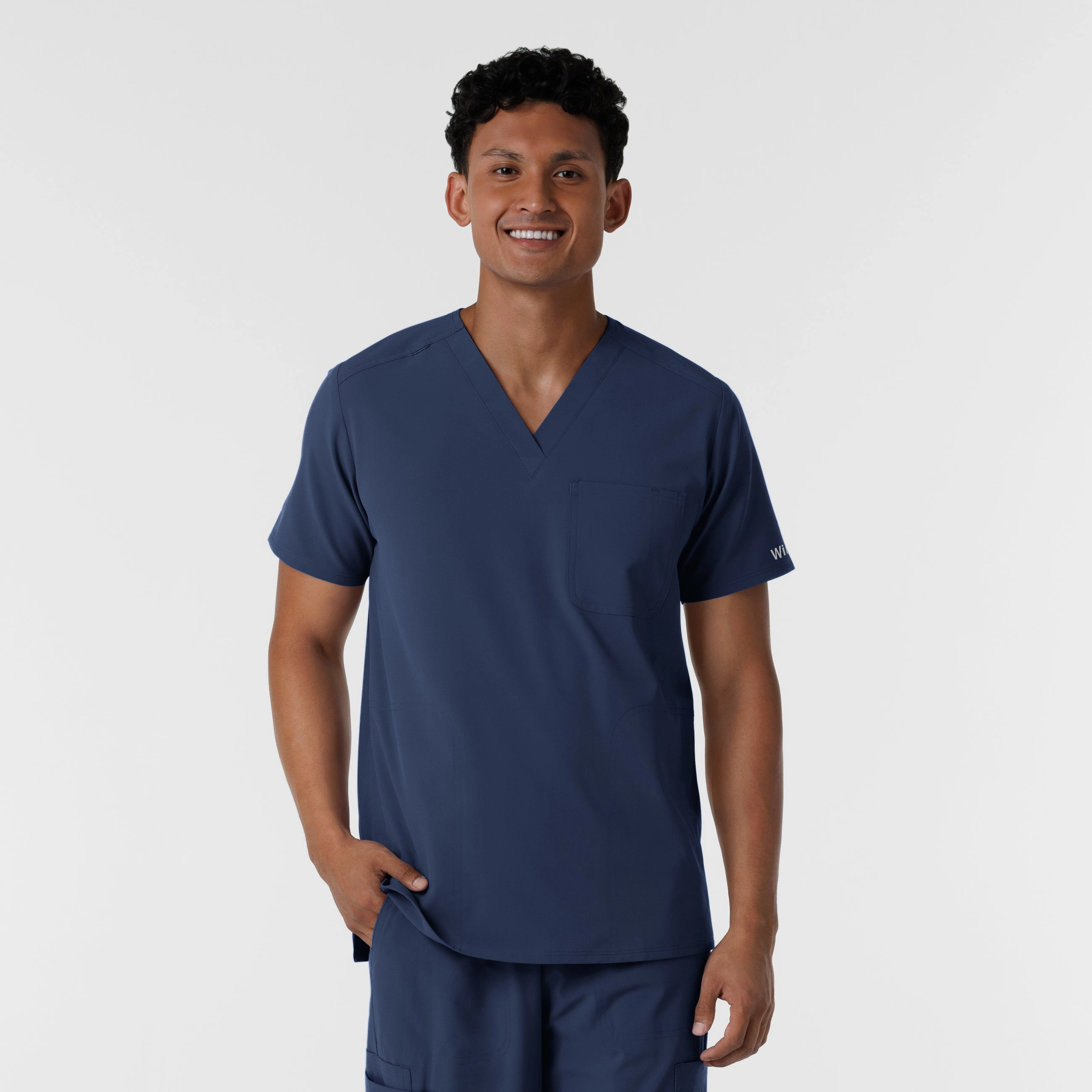 EasyCareMaterial NURTUR Men's V-Neck Scrub Top - Navy
