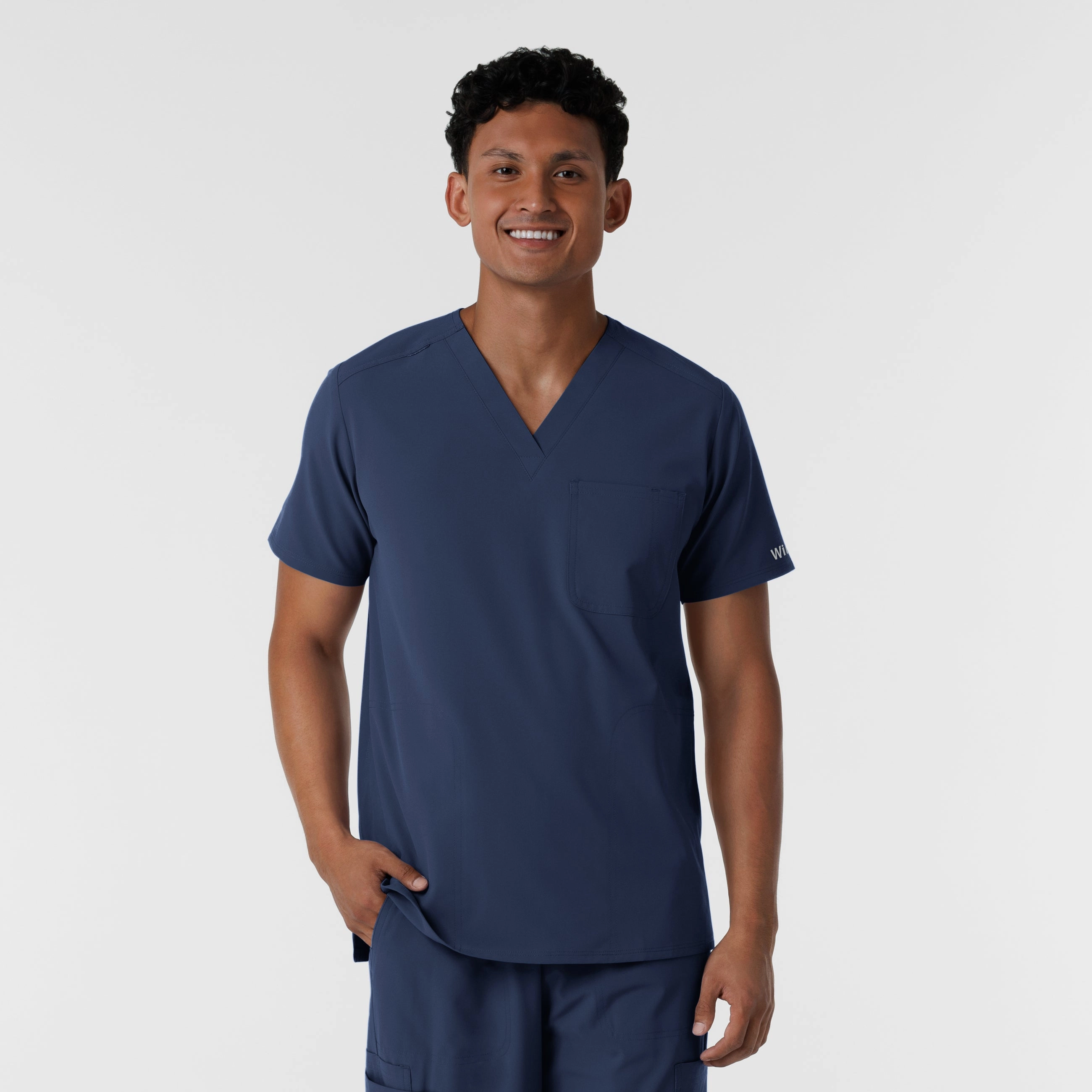 EthicallySourcedMaterial NURTUR Men's V-Neck Scrub Top - Navy