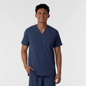 EthicallySourcedMaterial NURTUR Men's V-Neck Scrub Top - Navy