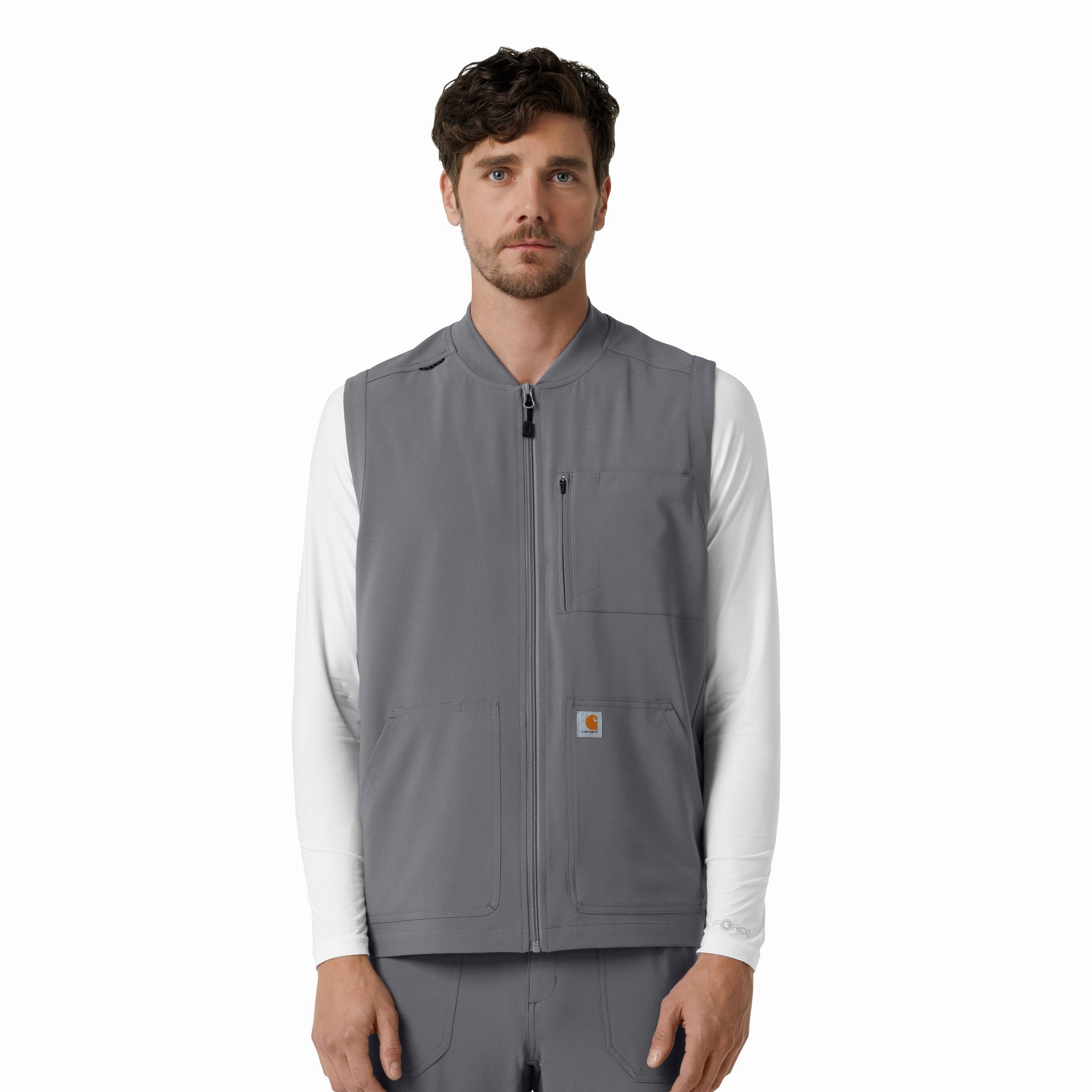 Carhartt Force Cross-Flex Men's Lightweight Scrub Vest - Pewter Winter Protection