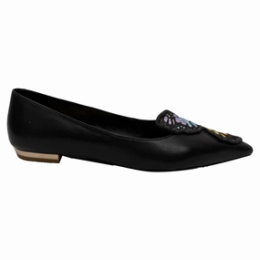 Sophia Webster Butterfly Embellished Ballet Flats in Black Leather Lightweight Footwear Dance Mood