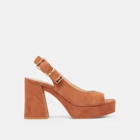 FLORES HEELS CARAMEL SUEDE Luxe Boots with Heels