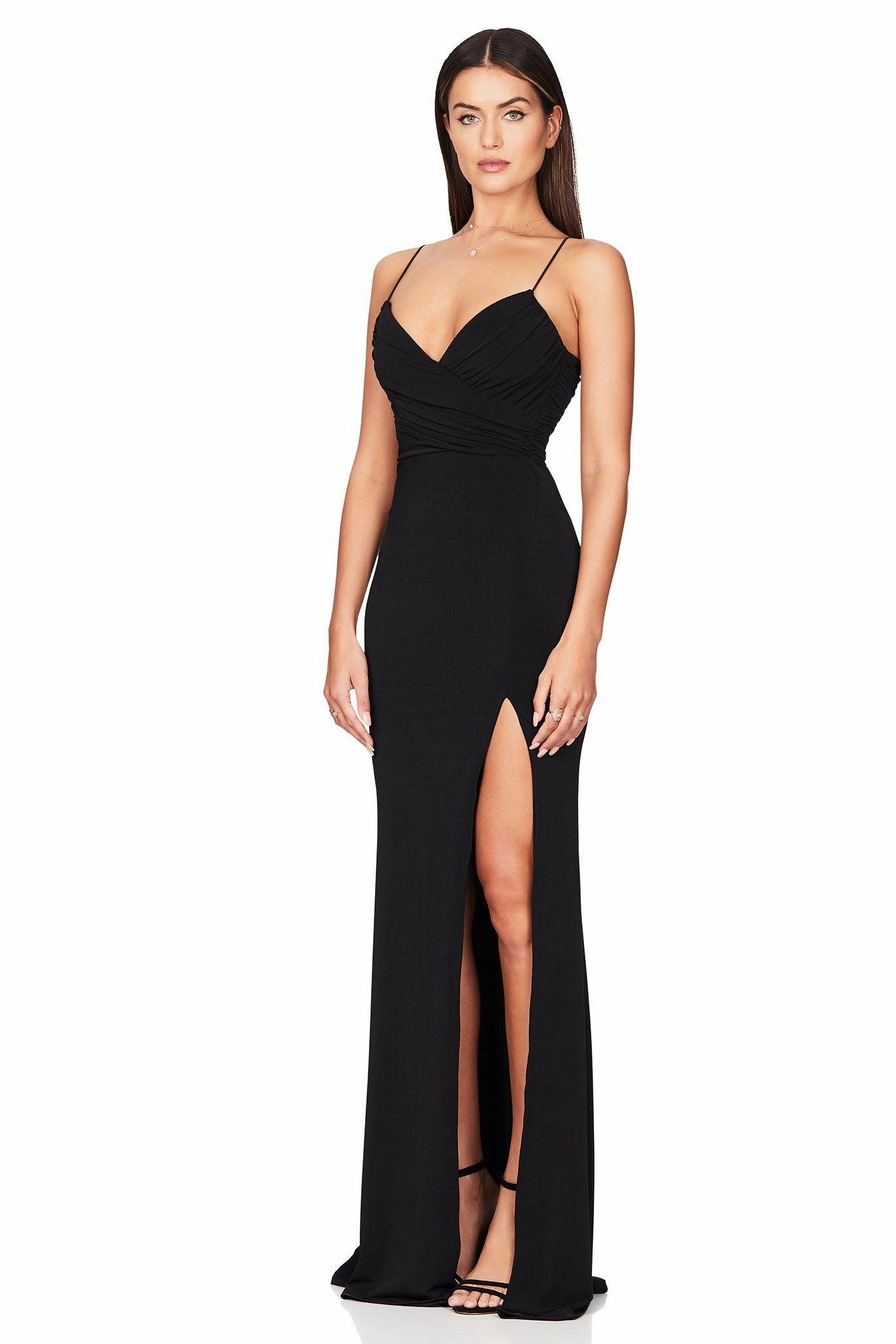 Bishop-Sleeve Tulle-Overlay Nookie Venus Gown - Black
