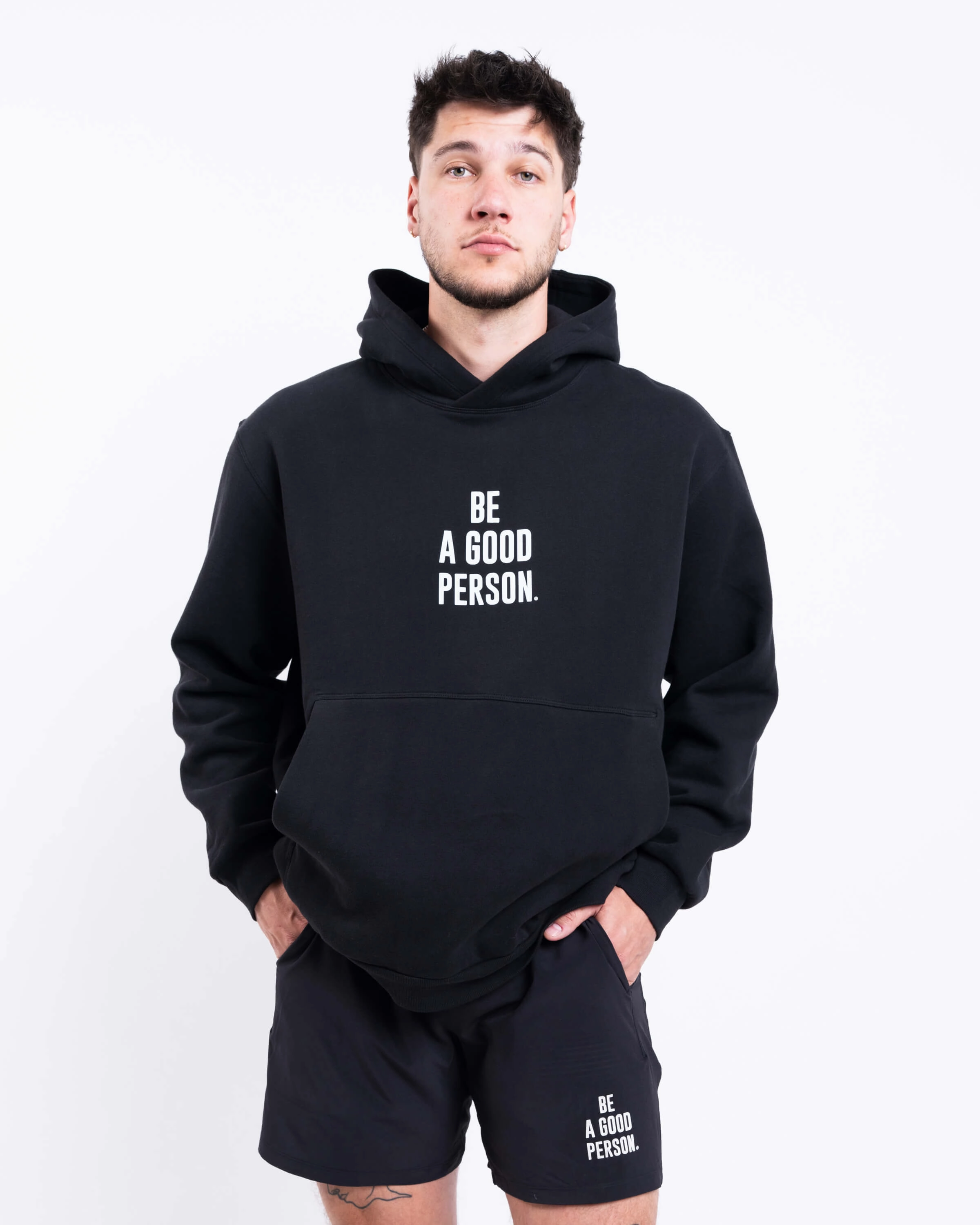 Easy Fit Steady State Pullover Hoodie - Black - lululemon // BE A GOOD PERSON *Pre-Order*