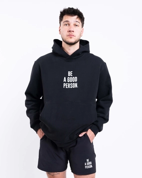 Easy Fit Steady State Pullover Hoodie - Black - lululemon // BE A GOOD PERSON *Pre-Order*