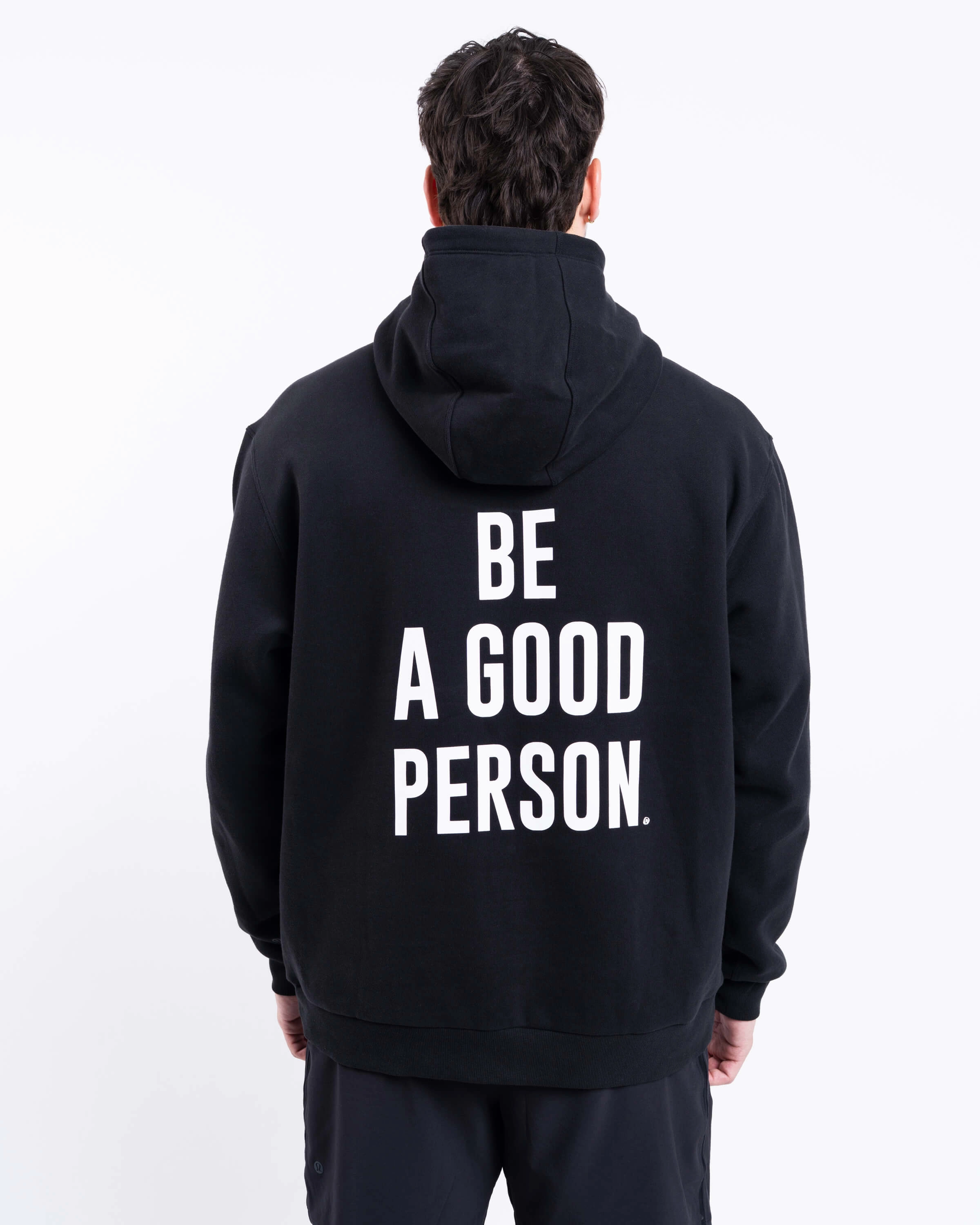 Comfy Look Fit Chic Street Steady State Pullover Hoodie - Black - lululemon // BE A GOOD PERSON *Pre-Order*