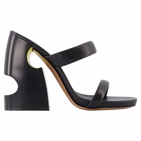 Padded collar Bulky Slides - Off White - Black/Yellow - Leather