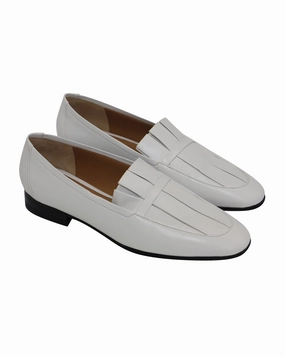 Guest Mood The Row Adam Pleat Moccasin Flats in White Leather