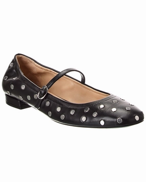 Chic Slip-ons Cliff Glow Stuart Weitzman Claris Stud Leather Ballet Flt