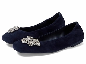 Stuart Weitzman Crystal Fleur Ballet Flat Womens 6.5 Nice Blue Square Toe KHD842 Ergonomic Design