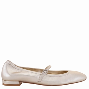 Stuart Weitzman Light Gold Claris Ballet Flats EVA sole