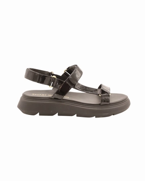Eco Fiber Stuart Weitzman Zolie Sandals in Black Patent Leather