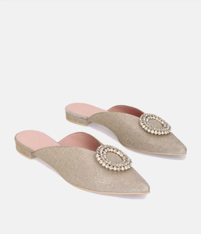 Sun Glow Stylish Appearance Stunning Mule Flats In Platino