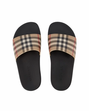Lf Sdl Furley L Chk Slides - Burberry - Beige - Polyurethane Gym Glow