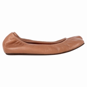 Leather Soft High Step Lanvin Round Toe Ballet Flats in Brown Leather
