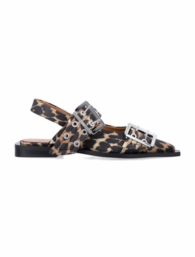 Slip-On Comfort Shoes Leopard Feminie Buckle Ballerina