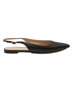 Charity Mood Gianvito Rossi Slingback Flats in Black Leather