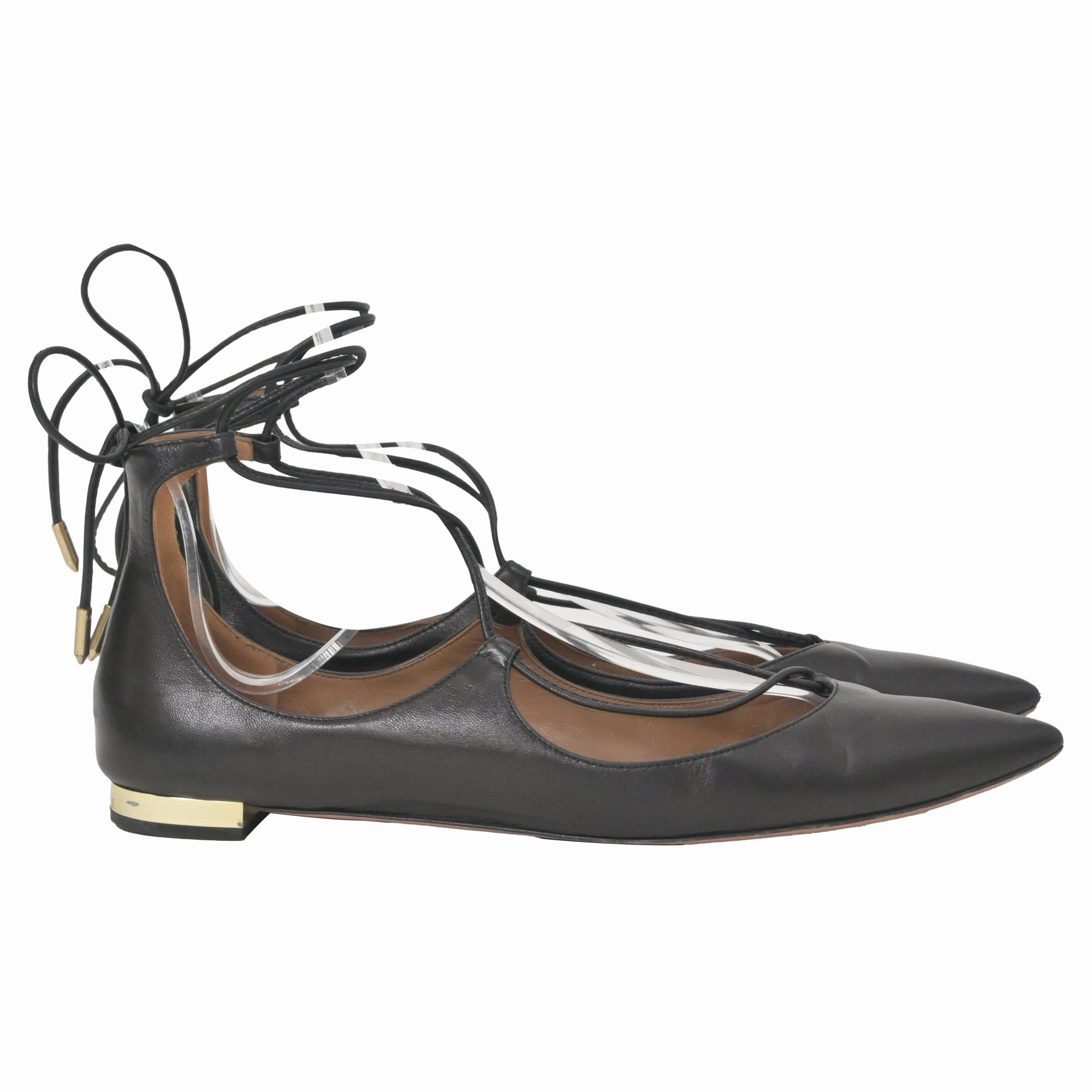 Casual Shoes Wave View Aquazzura Christy  Lace-Up Ballet Shoes in Black Leather