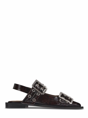 Versatile Footwear Style Slingback Brown Flat Shoes With Textured Upper