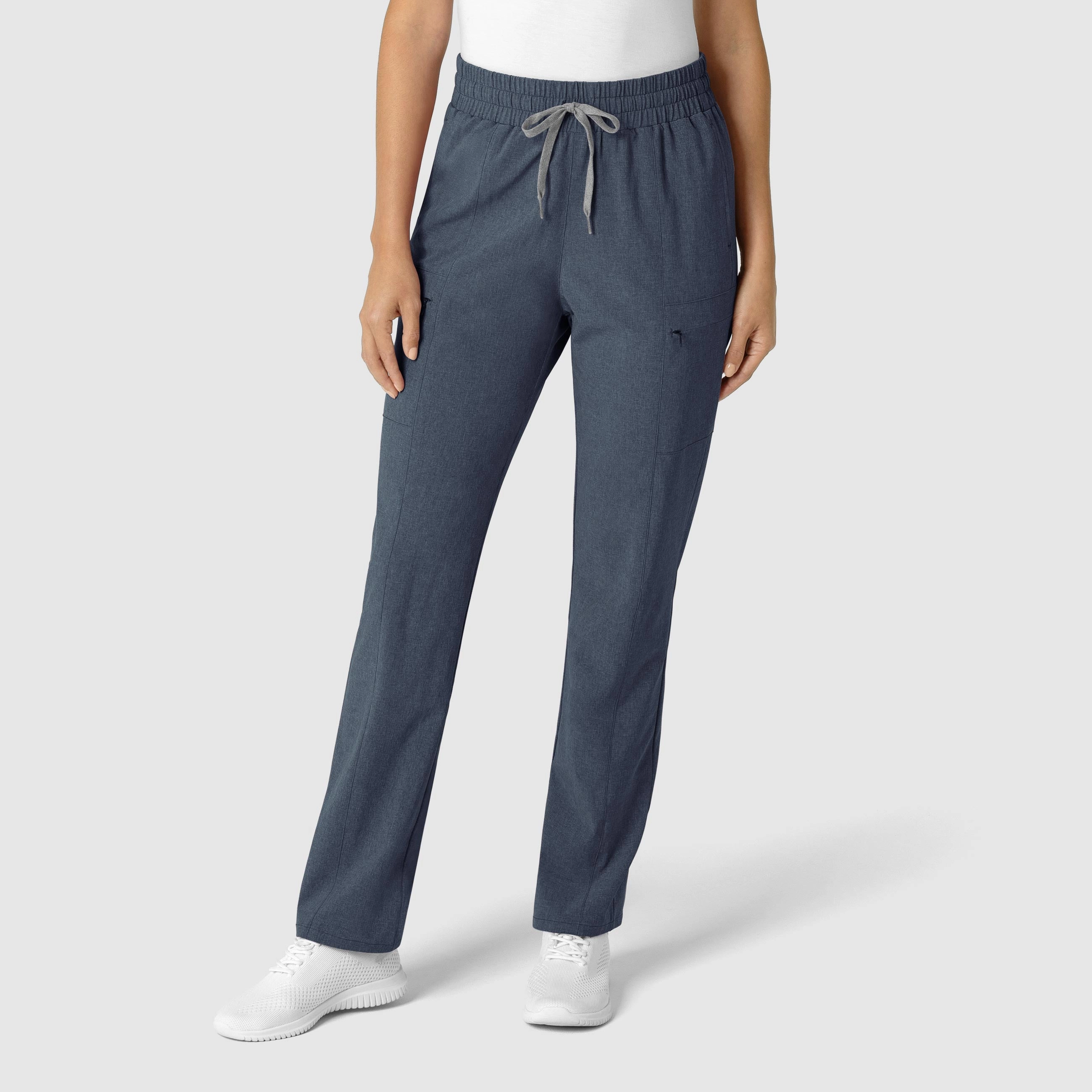 RENEW Women's High Waist Slim Leg Scrub Pant - Navy Heather Fast Move