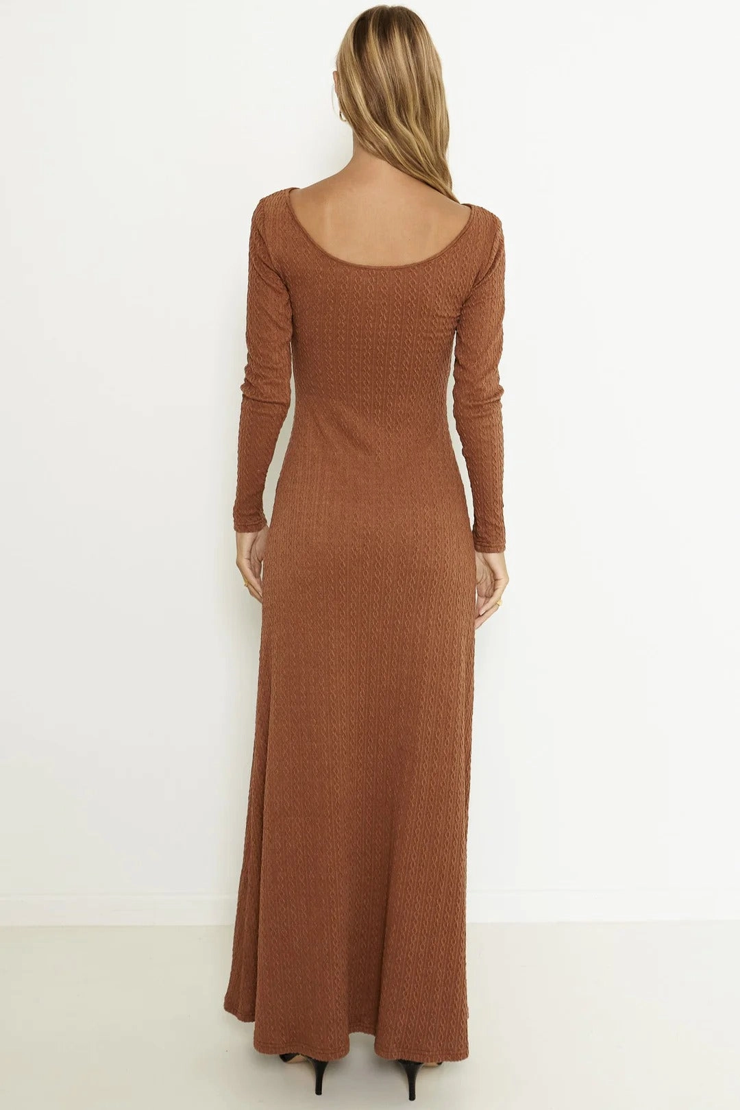 Beaded-Edge Tallulah Maxi Dress - Chestnut