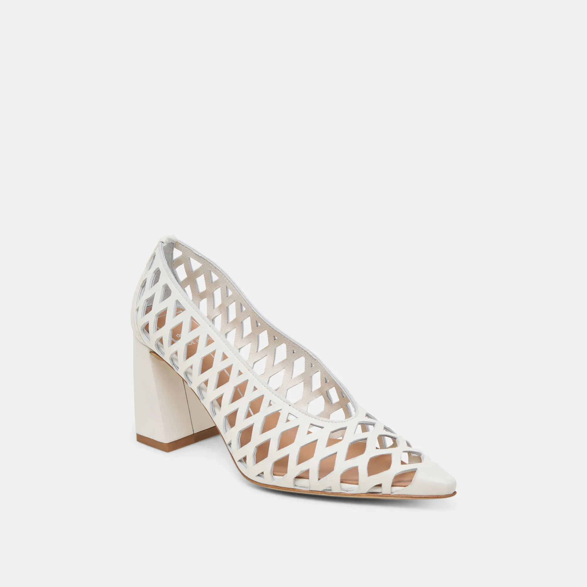Comfortable Pumps Understated Chic TANYA HEELS BONE WOVEN LEATHER