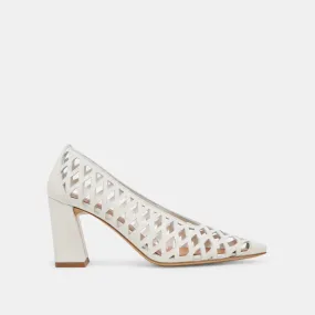 TANYA HEELS BONE WOVEN LEATHER Simple Accent
