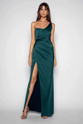 Neutral-Shade Pure Tone Francine Gown - Deep Green