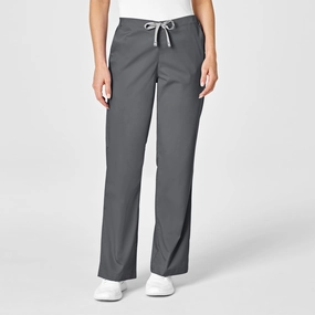 WonderWORK Women's Flare Leg Scrub Pant - Pewter Functional Layers Frayed hem