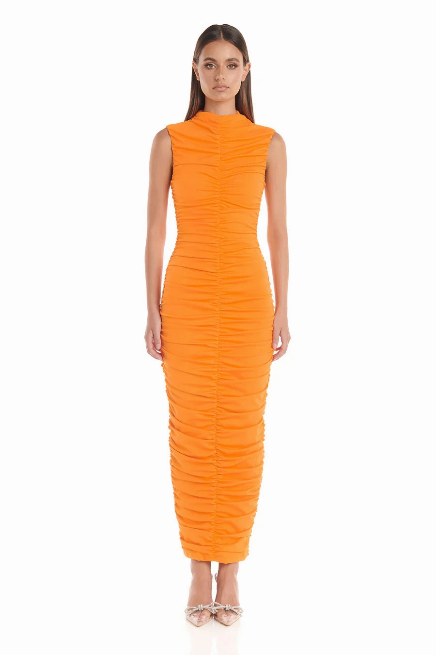 Tenille Dress - Orange Tonal-Panel Chic Tailoring