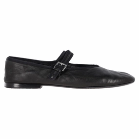 Comfort footbed Soft Sole Shoes The Row Boheme Mary Jane Ballet Flats in Black Lambskin Leather