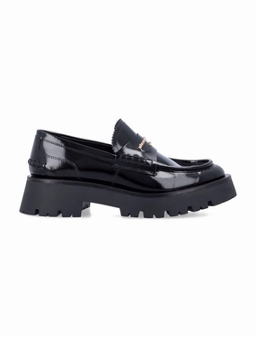 Chunky Heel Black Box Leather Carter Loafer Side Street