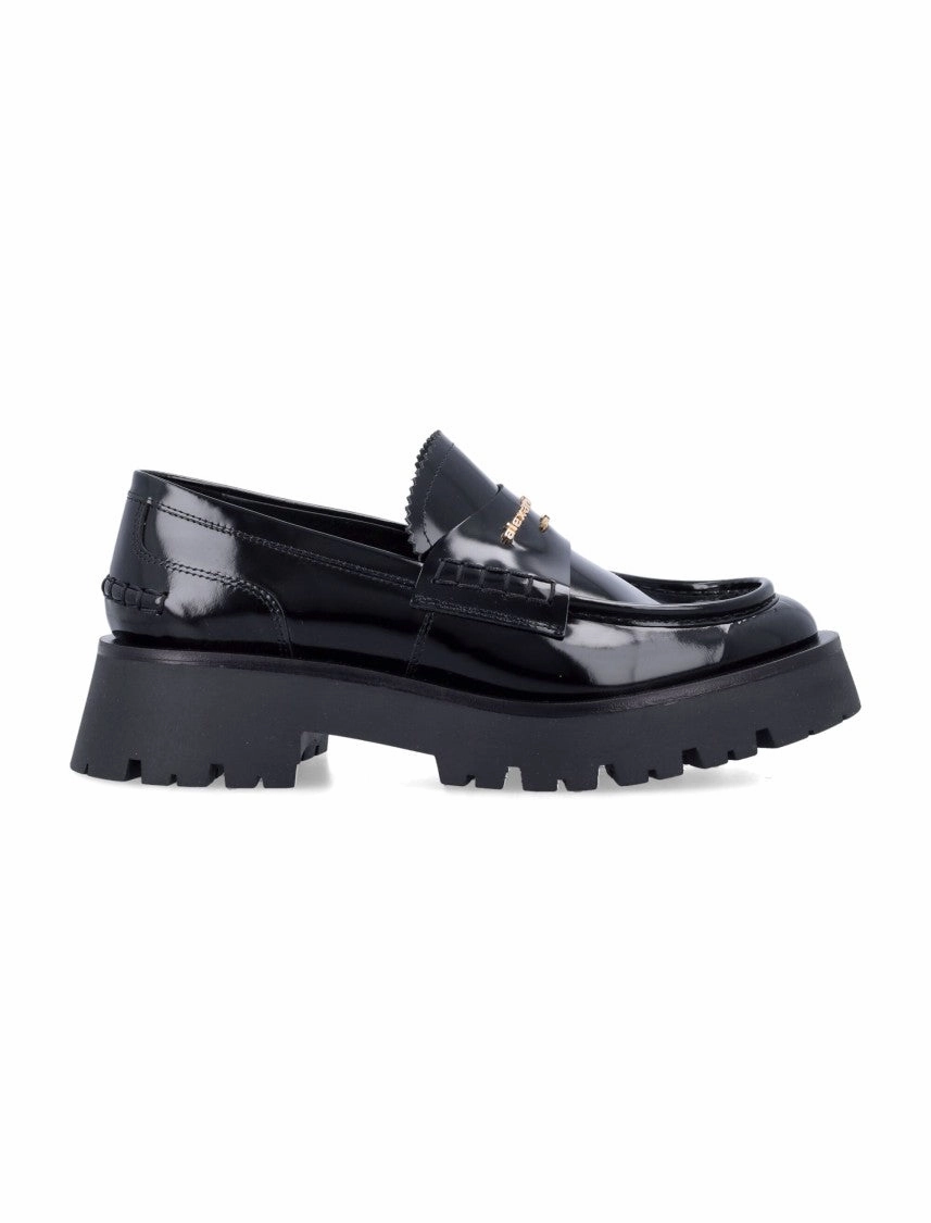 Chunky Heel Black Box Leather Carter Loafer Side Street