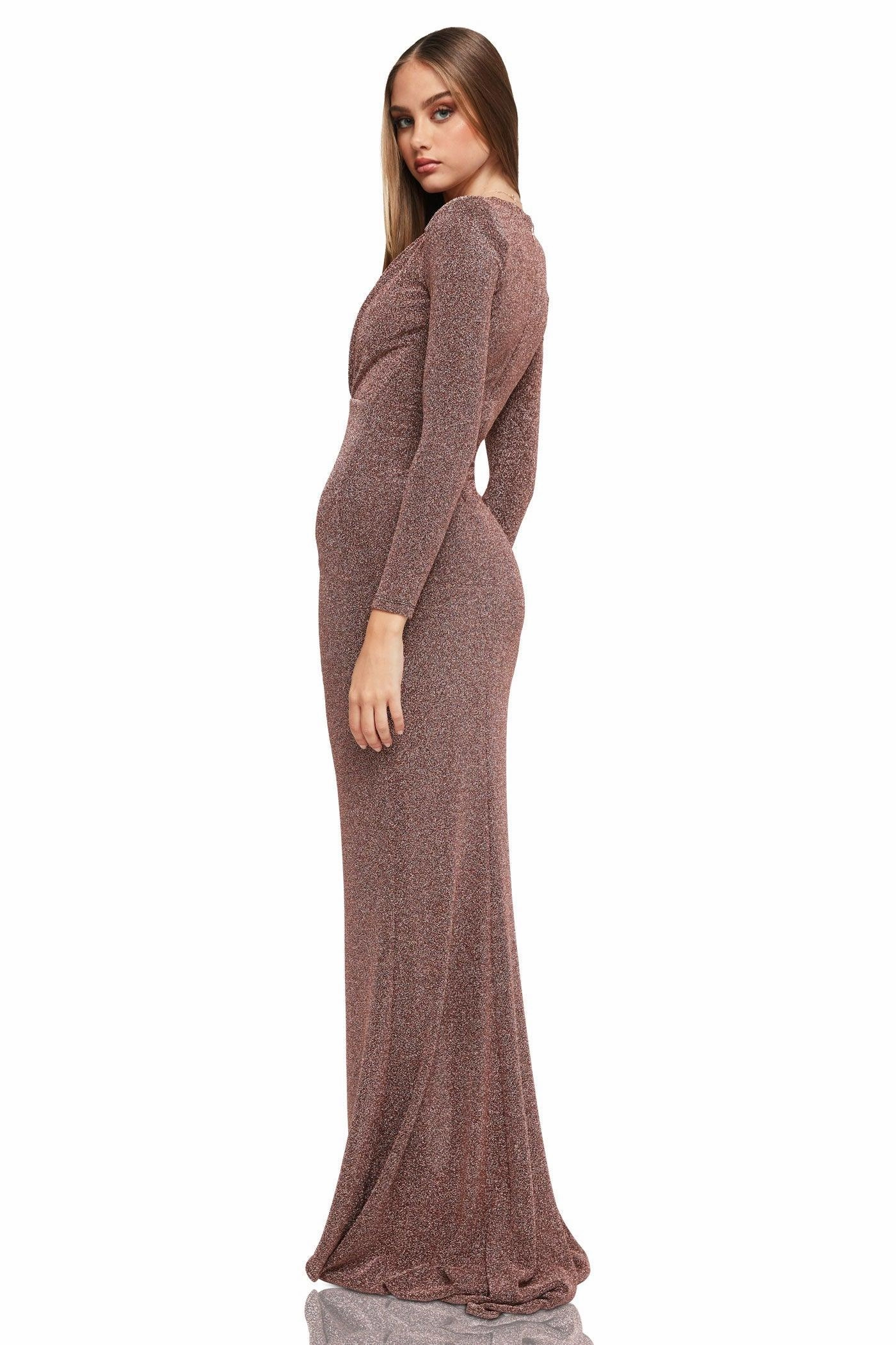Nookie Intuition Gown - Bronze Smart and Elegant ConvertibleNeckline
