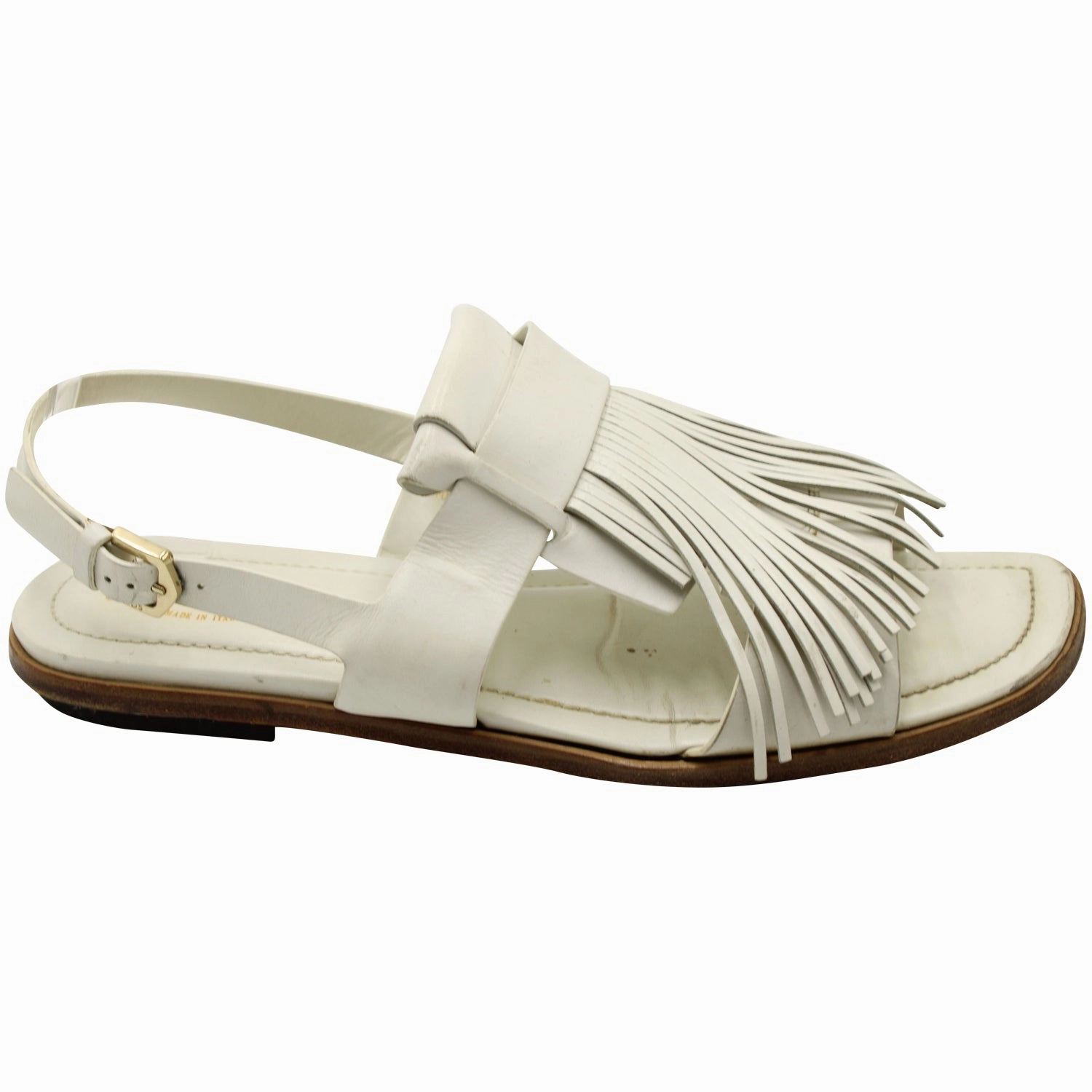 Soft Walk Supportive footwear Tod's Fringed Slingback Flat Sandals in White Leather