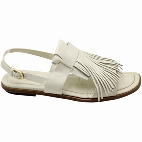 Soft Walk Supportive footwear Tod's Fringed Slingback Flat Sandals in White Leather