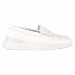 Tod's x Alber Elbaz Croc-Embossed Loafers in White Leather Cold resistant