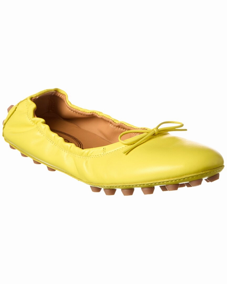 TODs Bubble Leather Ballerina Flat Airy Sole Scent Walk