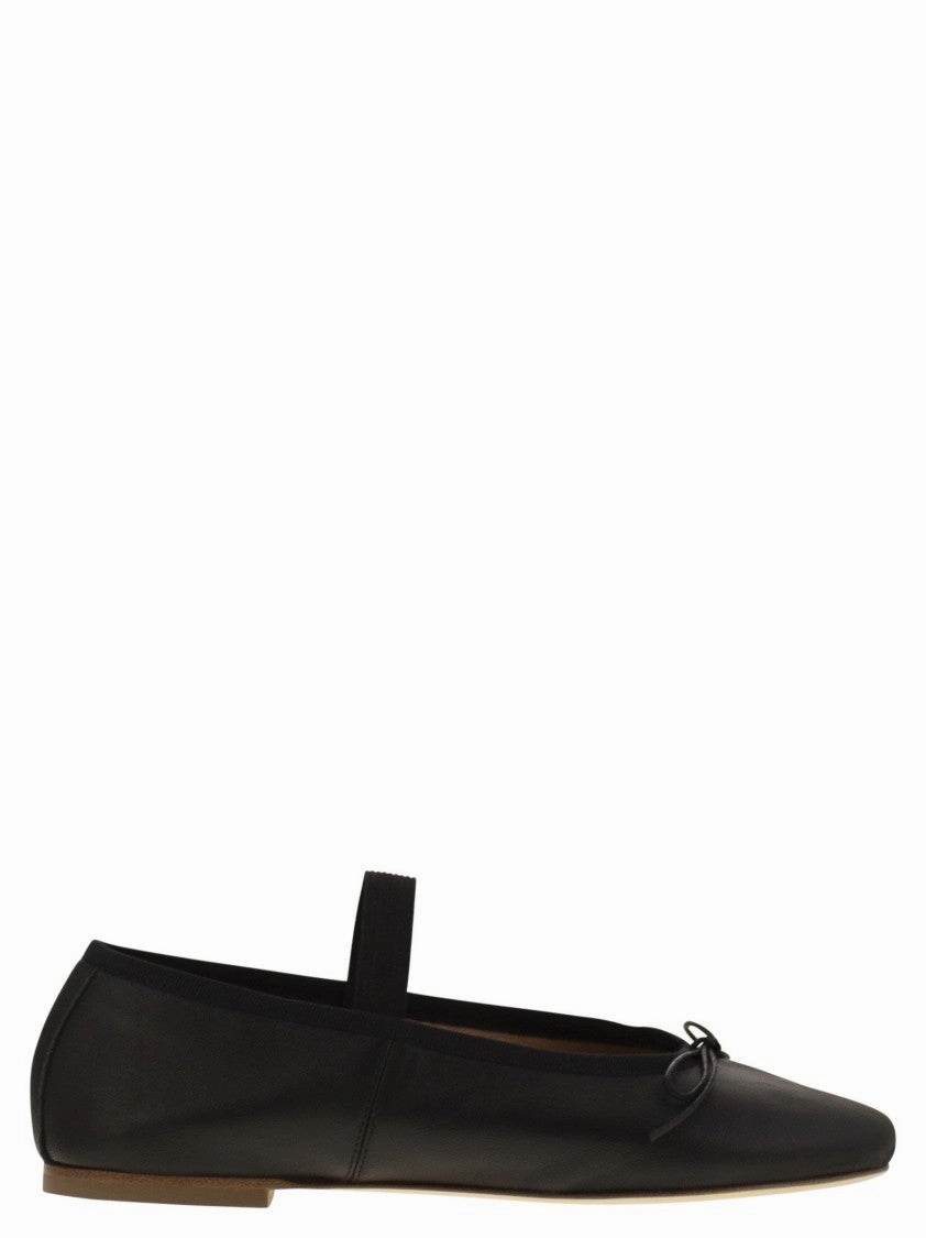 Easy Wear Shoes Track Glow Leather Ballerina And Elastic Band