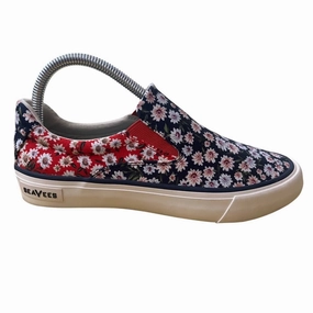 Lesson Step Women's Hawthorne Slip On Shoes In Daisy Patchwork Cotton Poplin Twill