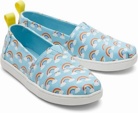 Toms Alpargata 10020129 Flat Women's Blue Printed Canvas Loafer Shoes JOBB989 spring fresh Flower Path