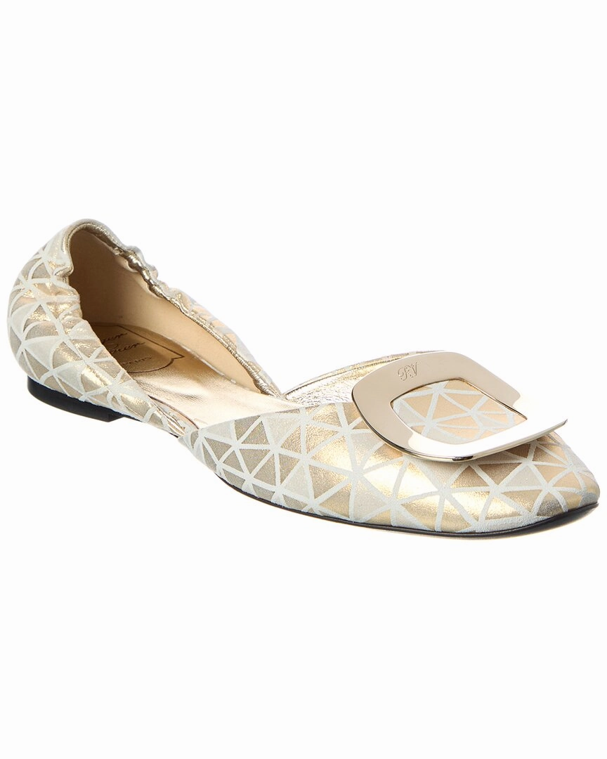 Roger Vivier Chips Suede Ballerina Flat Forest Step
