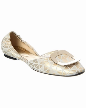 Roger Vivier Chips Suede Ballerina Flat Block Stroll Fund Glow