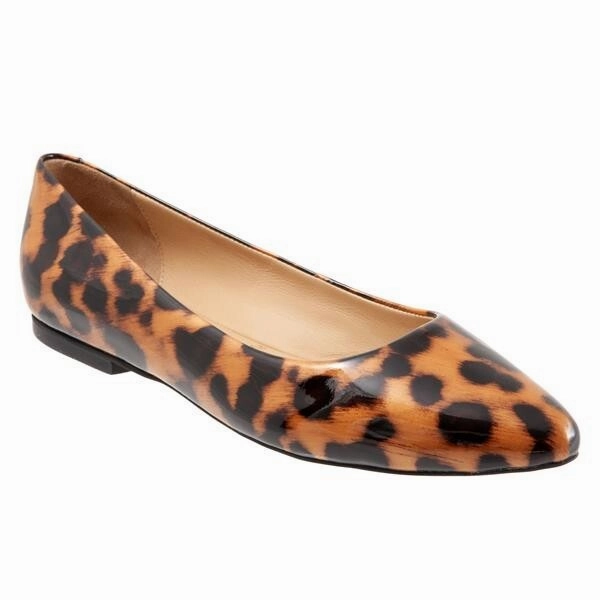 Trotters Estee Ballet Flats Women's Tortoise Brown Patent Pointed Toe JOBB197 Supportive Cushion Modern Comfort