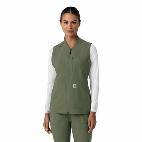 Prevent Carhartt Force Cross-Flex Women's Lightweight Scrub Vest - Olive
