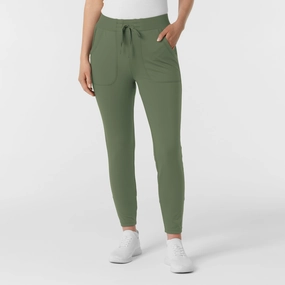 RENEW Knit Women's Track Scrub Pant - Olive AdjustableDrawstring